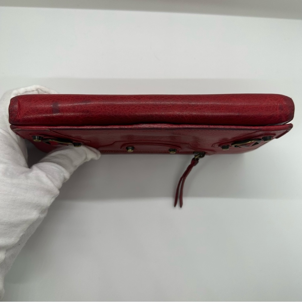 Balenciaga | Red Agneau Classic Hardware Money Long Continental Wallet - Picture 9 of 13